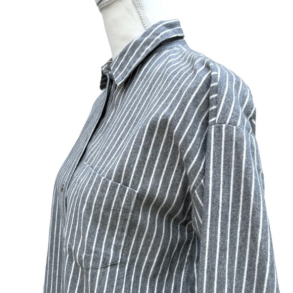 Madewell NWOT NWOT Grey and White Striped Westward Flannel Size X-Small - Picture 6 of 16